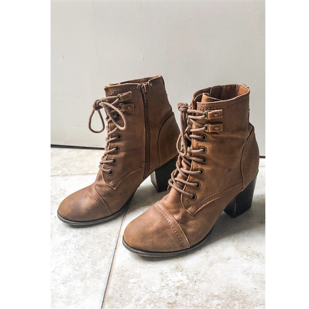 Steve Madden lace up block heel booties